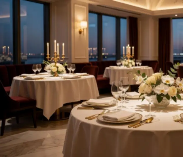 Elegancka sala restauracyjna przygotowana na specjalne wydarzenie