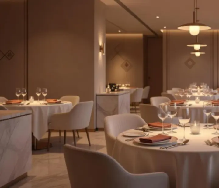 Elegancka sala restauracyjna Zagroona, przygotowana na wieczorną kolację