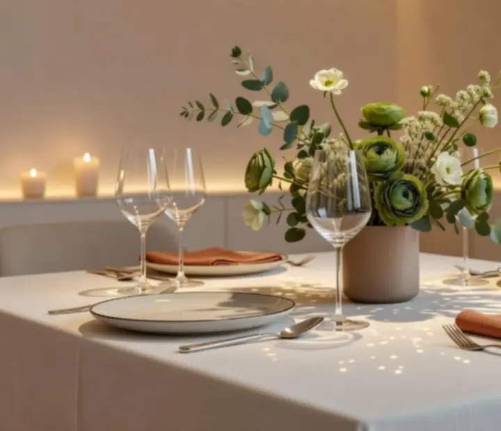 Wystrój prywatnej sali restauracyjnej z nowoczesnymi i klasycznymi detalami